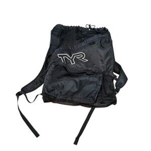 Tyr Elite Team Mesh Backpack Black Athletic Swim Workout Gear Bag Drawstring EUC